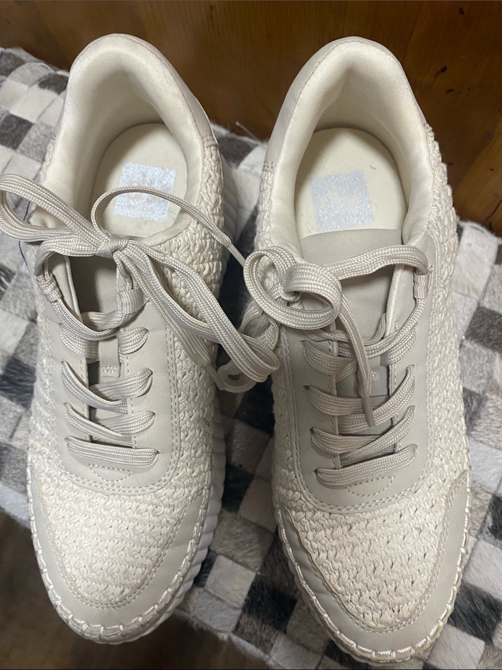 DV by Dolce Vita Cream Woven Lace-Up Sneakers